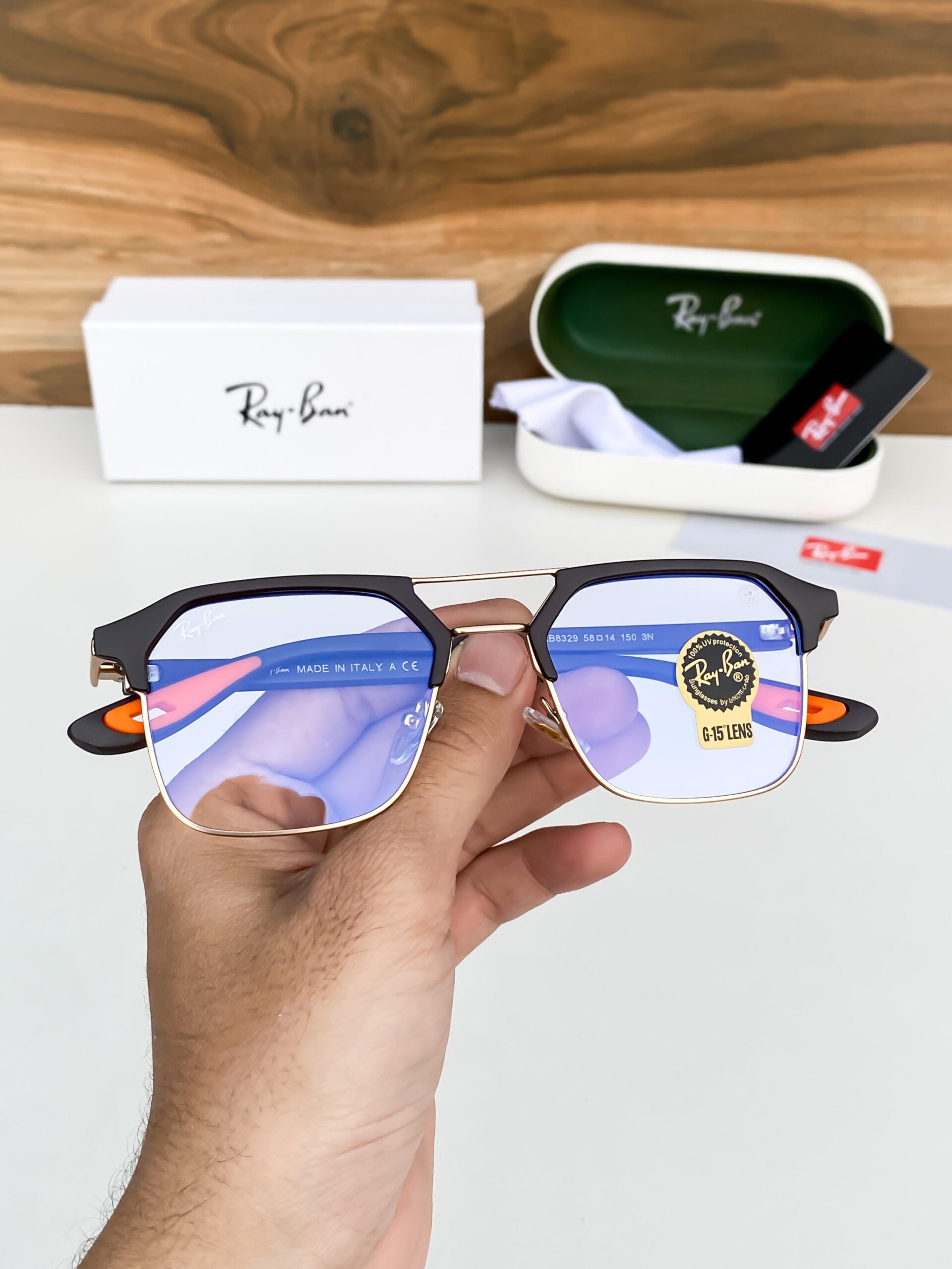 Rayban04 Gold black plano - Image 6