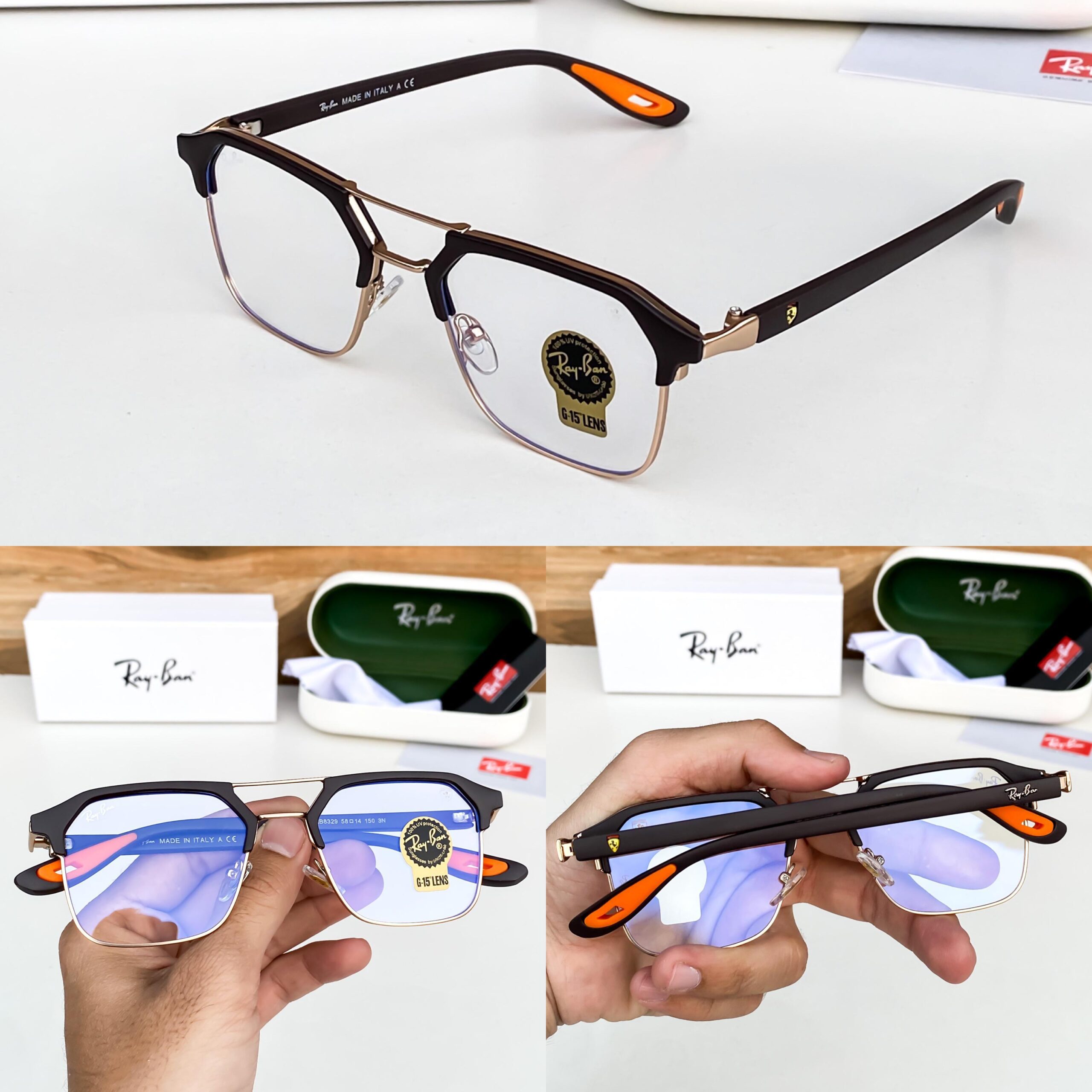Rayban04 Gold black plano - Image 2